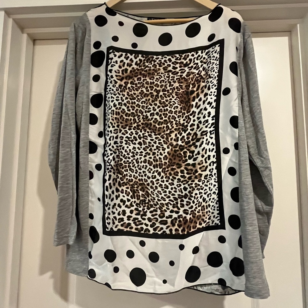 Leopard and Polka Dot Long Sleeve Top